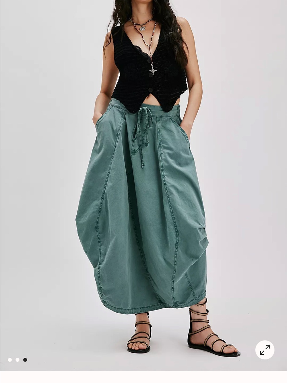 Free People Willow Poplin Maxi Skirt — Green - Picture 3 of 13